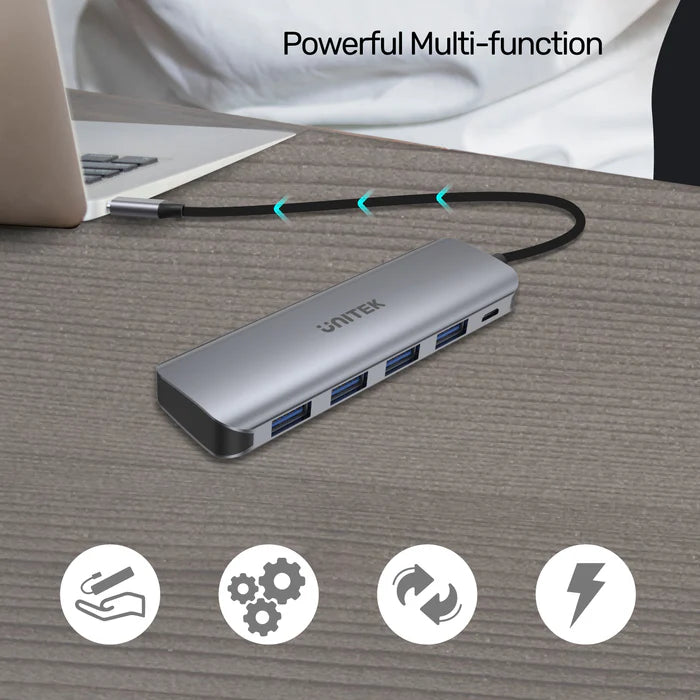 Unitek uHUB P5+ 4 Ports Powered USB-C Hub - H1107A
