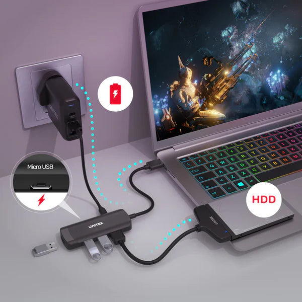 Unitek uHUB Q4 4 Ports Powered USB 3.0 Hub - H1111D
