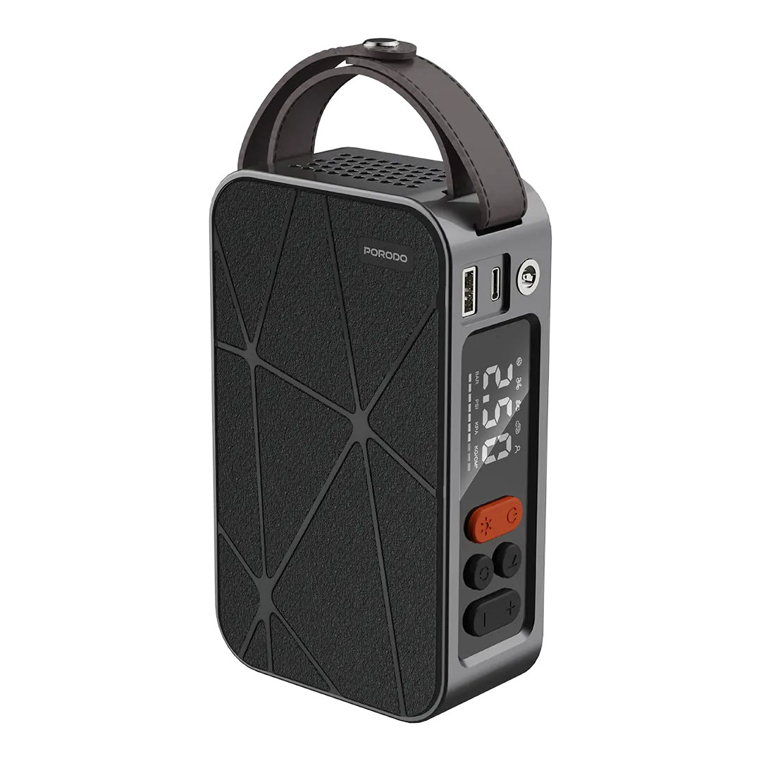 Porodo Flator 4000mAh Car Tire Inflator with Pressure Display - Black