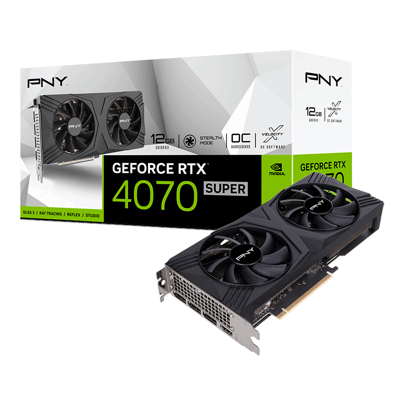 PNY GeForce RTX™ 4070 SUPER 12GB VERTO™ Overclocked Dual Fan DLSS 3 Graphics Card