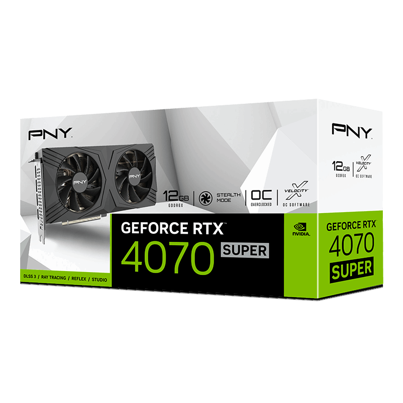 PNY GeForce RTX™ 4070 SUPER 12GB VERTO™ Overclocked Dual Fan DLSS 3 Graphics Card