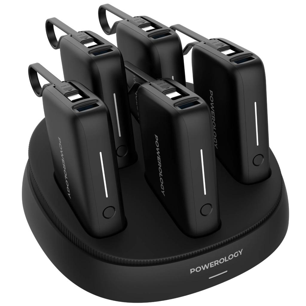 Powerology 5 in 1 10000mAh Power Bank Station PD-Black