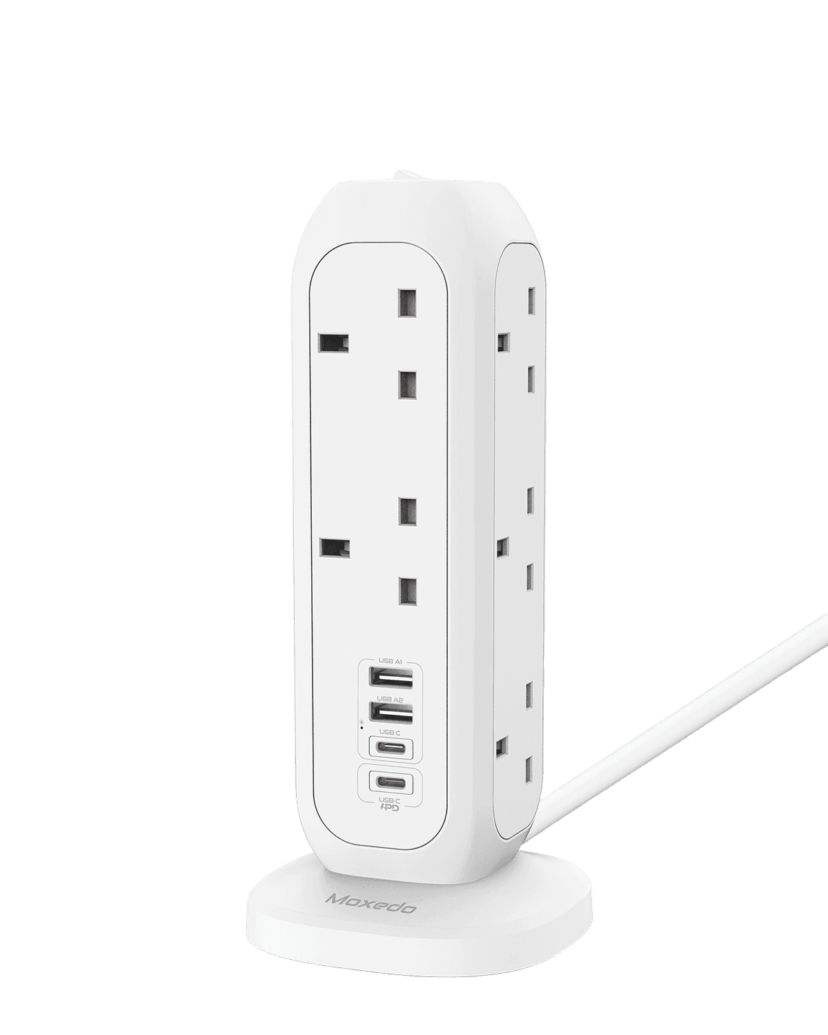 Moxedo Smart-Hub Tower Power Strip Surge Protector 15 in 1 11 AC Sockets + 2 USB-C Ports + 2 USB-A Ports 3250W with 2M Cable Length