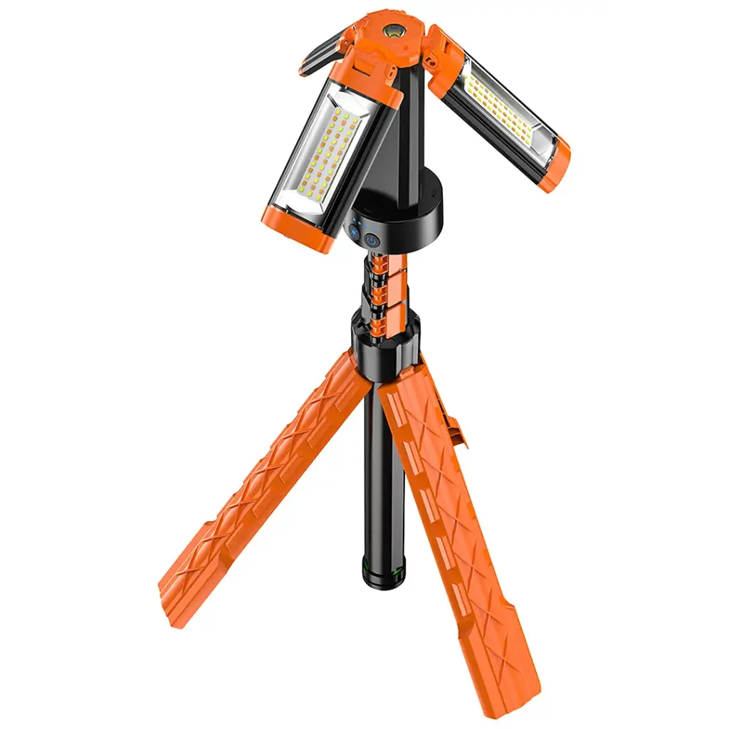 Porodo Lifestyle 9000mAh Work Lantern Foldable Multi-Mode LED Light with Tripod Base & Hook - Orange-PDLFSTXQZ10OR