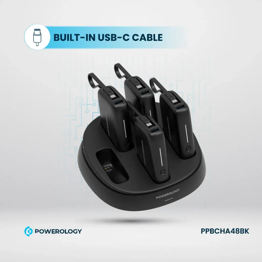 Powerology 5 in 1 10000mAh Power Bank Station PD-Black