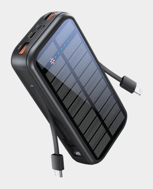 Promate SolarTank-20PDCi 20000mAh EcoLight Solar Power Bank with Built-in USB-C & Lightning Cable