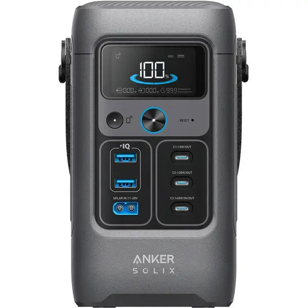 Anker Solix C200 DC Portable Power Station | 192Wh | 60,000mAh Battery Capacity | 200W Total Output | 5 Device Charging Ports | Over 3,000 Charge Cycles | PD 3.1 Charger | LiFePO4 Battery | A17270Z1 - Dark Gray