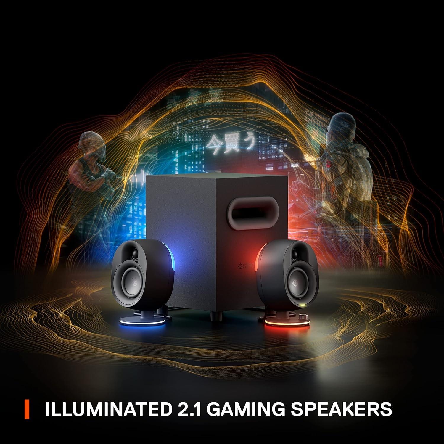 SteelSeries Arena 7 Illuminated 2.1 Gaming Speakers - Black -61542
