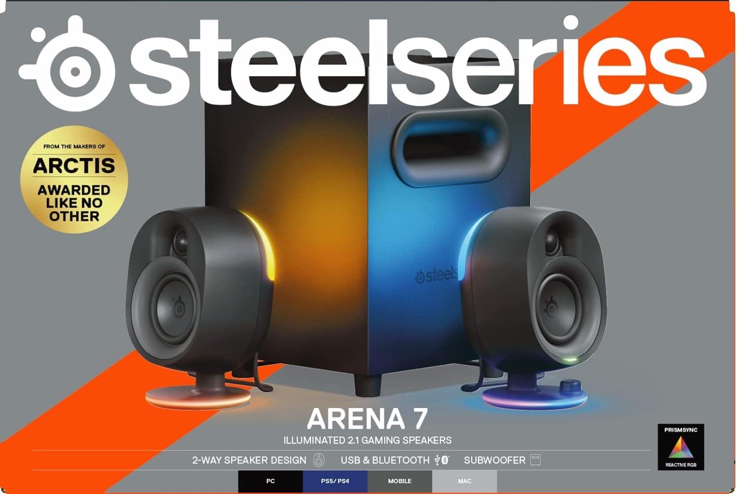 SteelSeries Arena 7 Illuminated 2.1 Gaming Speakers - Black -61542