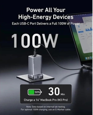 Anker Prime 3-Port Multi-Device Charger | 100W | PD/GaN | 2 x USB-C | 1 x USB-A | A2688241 - Black