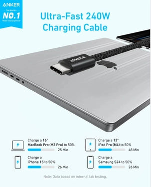 Anker Zolo USB-C to USB-C Braided Cable 240W 3.3 ft (1m) | Fast Charging