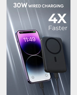 Aukey MagLink 10000mAh Power Bank / 30W / USB-C & MagSafe Charging / PD PB-MS02 - Gray