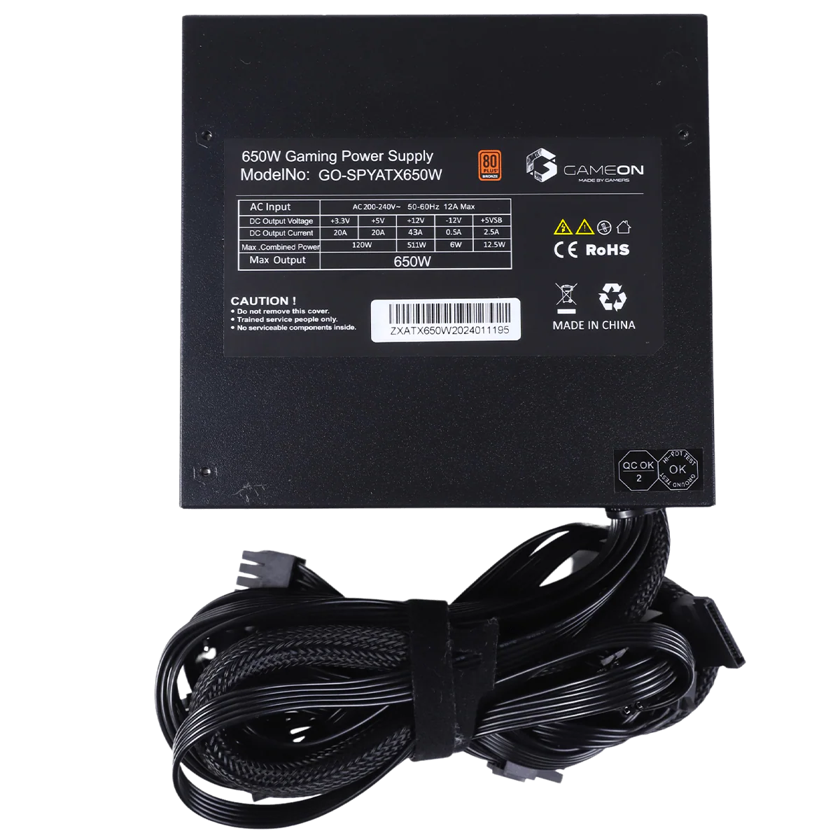GAMEON - SPY2 ATX 650 WATTS 80 PLUS BRONZE Value Gaming Power Supply-SPY2ATX650W
