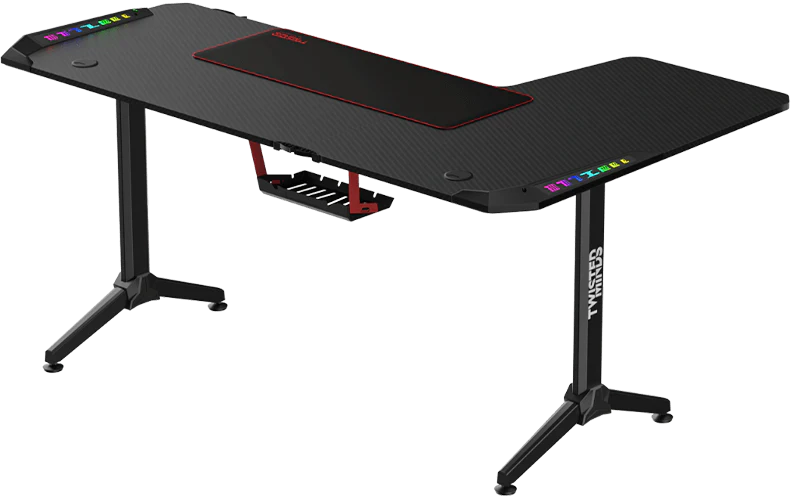 Twisted Minds WARRIOR L Shaped Gaming Desk RGB Left Black - TM-Y-LB-RGB