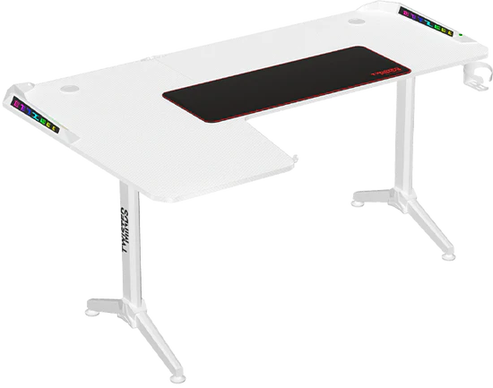 Twisted Minds WARRIOR L Shaped Gaming Desk RGB Left White - TM-Y-LW-RGB