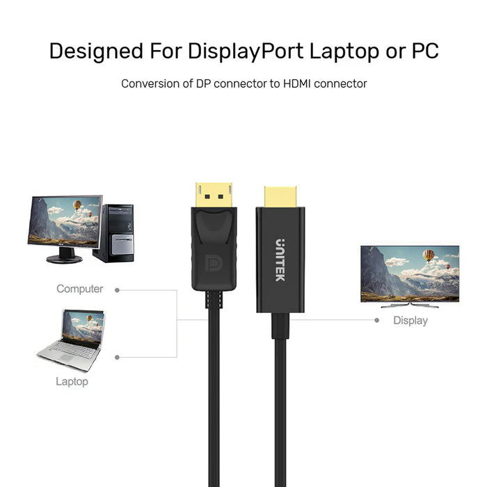 Unitek DisplayPort to HDMI 1080P Full HD Cable 1.8m - Y-5118CA
