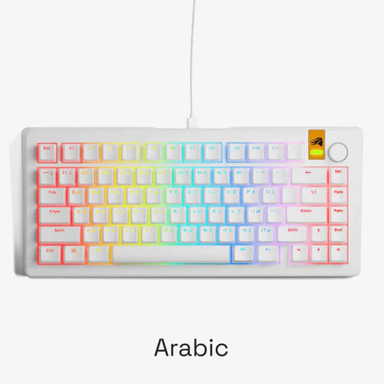 Glorious GMMK 3 HE 75% Prebuilt Wired Keyboard  (GLO-KB-GMMK3-75-PB-HE-W-WHT-AR)-Arabic-White