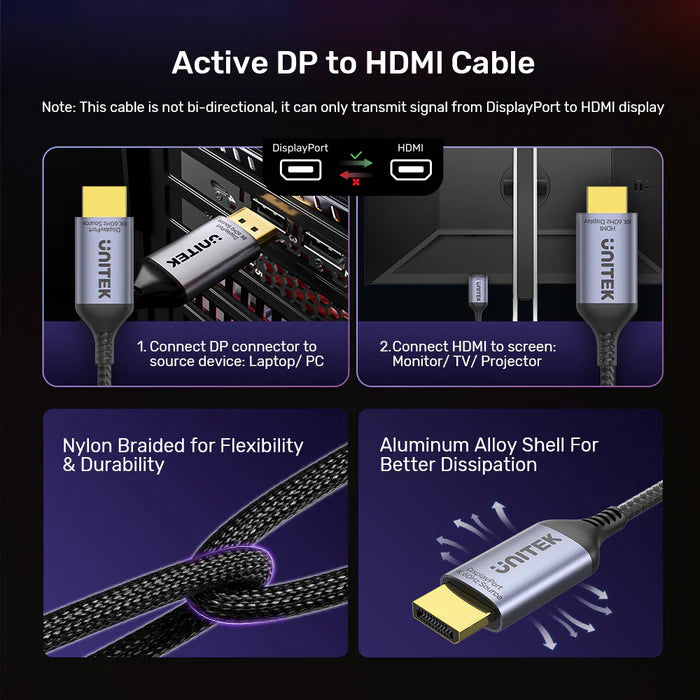 Unitek DisplayPort 1.4 to HDMI 8K Cable 1.8M - V1610A01