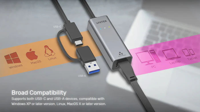 Unitek USB-C / USB-A to Gigabit Ethernet Adapter - Y-3465A