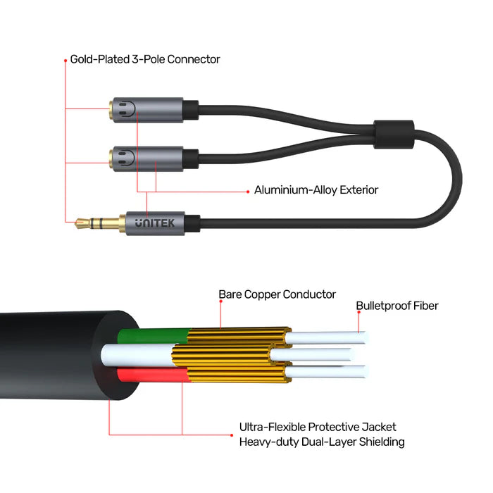 3.5MM AUX Audio Cable with Two Female Socket For Audio Sharing Unitek