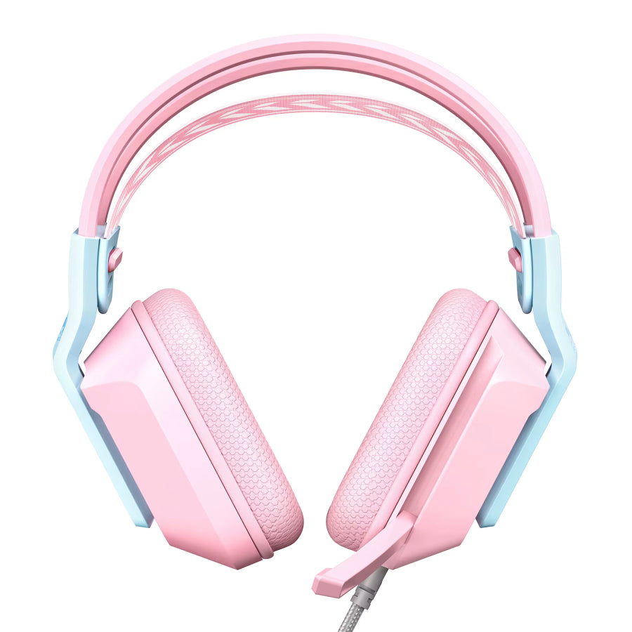 Onikuma X13 RGB Wired Gaming Headset | USB + 3.5mm | RGB Lighting | 50mm Driver | Inline Controls Mic - Pink