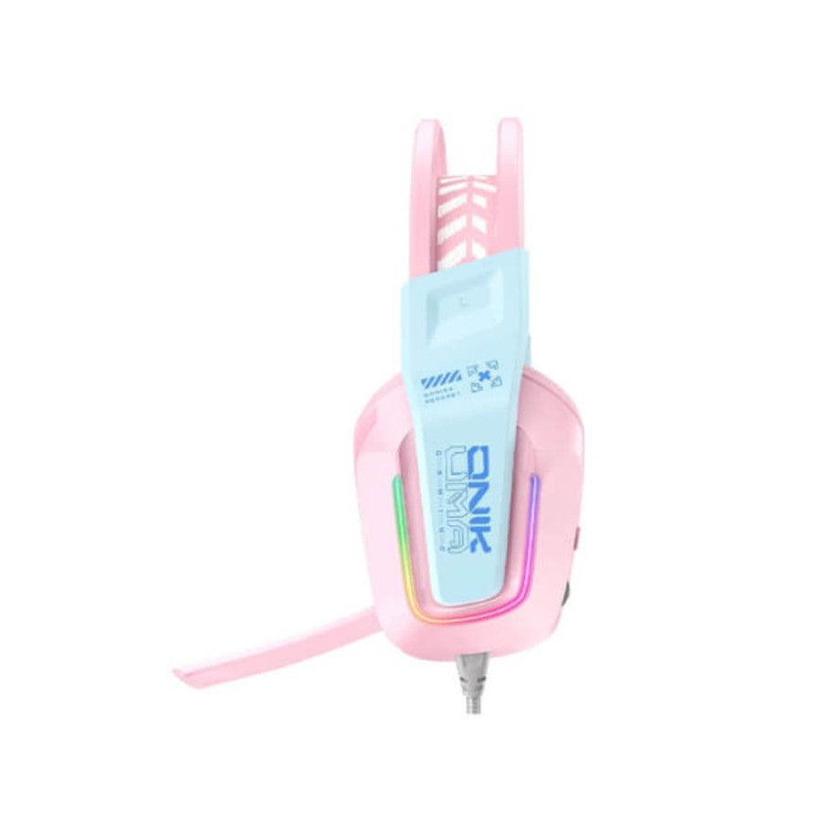 Onikuma X13 RGB Wired Gaming Headset | USB + 3.5mm | RGB Lighting | 50mm Driver | Inline Controls Mic - Pink