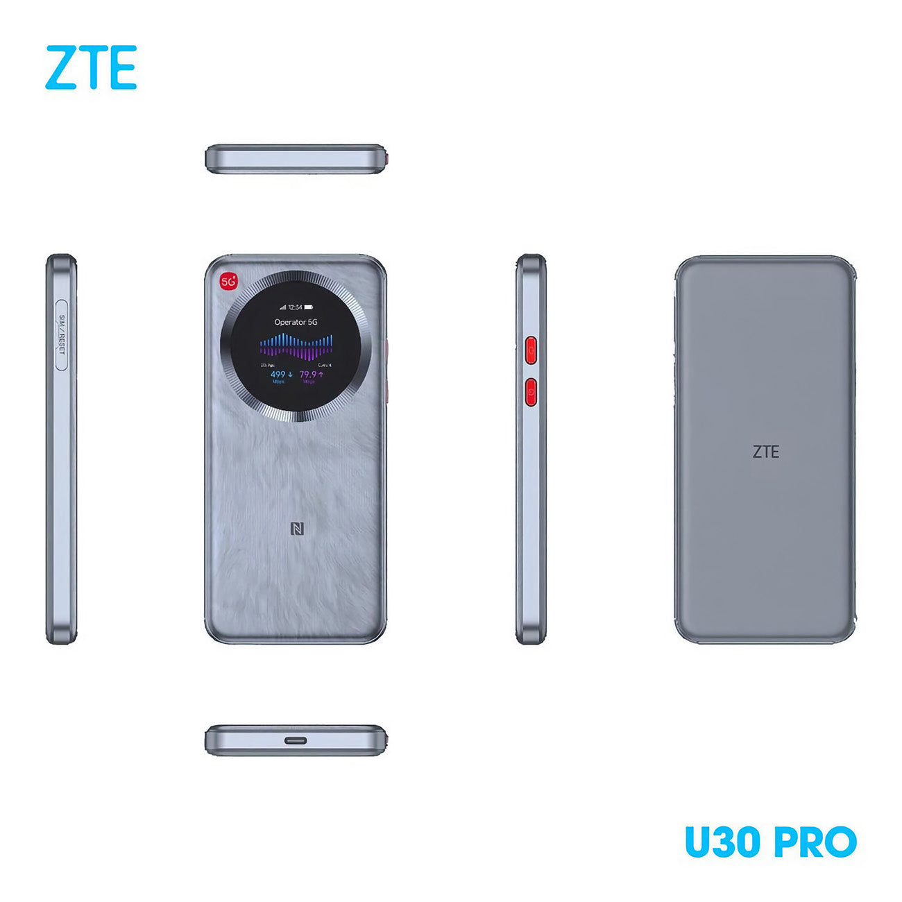 ZTE U30 Pro 5G Portable Wi Fi Router Touchscreen 5000mAh Battery