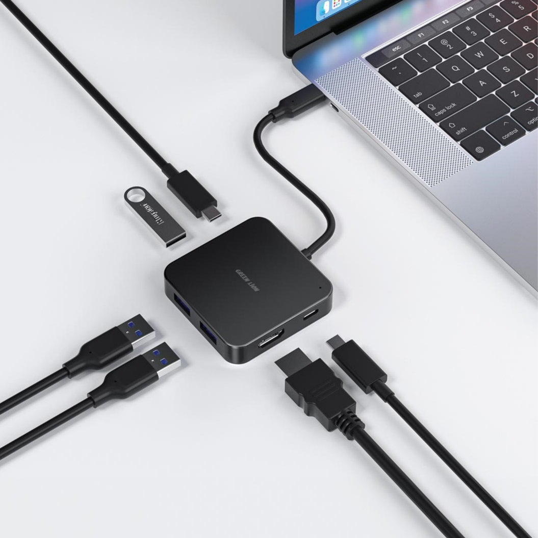 Green Lion Gnghub7N1Bk Ghb-7 7 In 1 Usb-C Hub - Black
