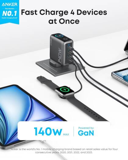 Anker Charger (140W, 4-Port, PD 3.1) with USB-C Cable | B2697KZ1 |