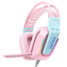 Onikuma X13 RGB Wired Gaming Headset | USB + 3.5mm | RGB Lighting | 50mm Driver | Inline Controls Mic - Pink