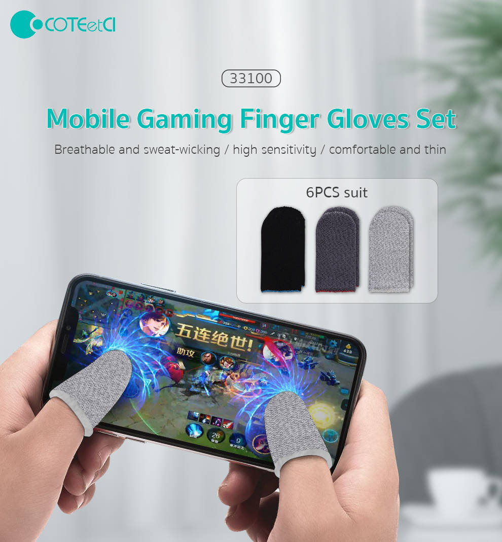 COTECi 6 Pack Mobile Game Finger Sleeve Set Gaming Gloves