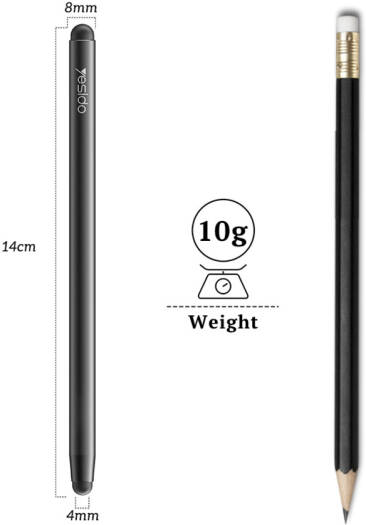 Yesido ST01 Passive Capacitor Pen, Anti-Mistouch, Anti-Offset, Magnetic, Tilt Painting, With Functional Menu Button, Aluminum Alloy Material, Black | ST01