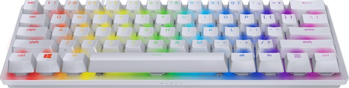 Razer Huntsman Mini 60% Gaming Keyboard Mercury Purple Optical Switches RZ03-03390300-R3M1 - White