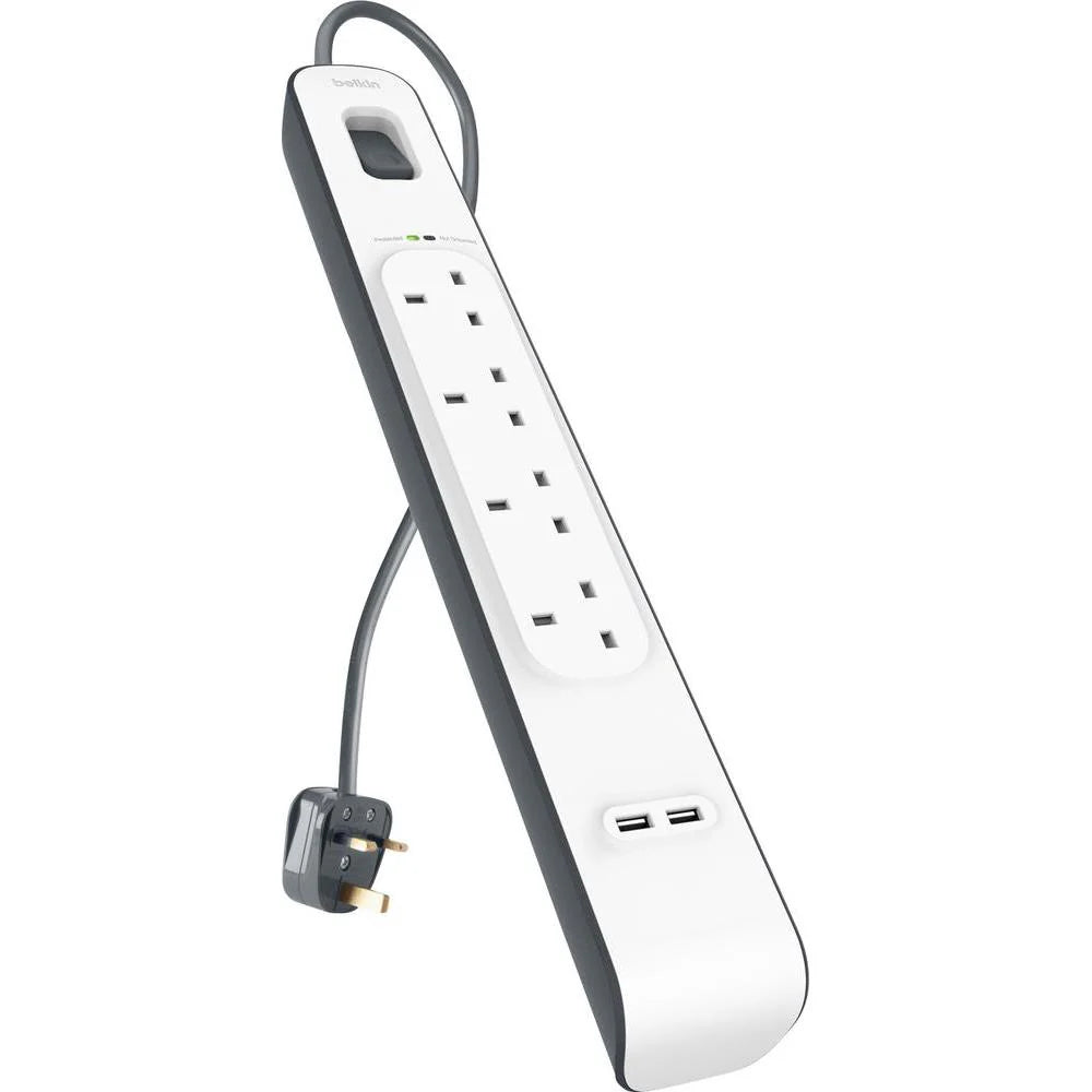 Belkin Surge Plus Protector 4 Way Outlet w/ 2 USB Outlet 2m