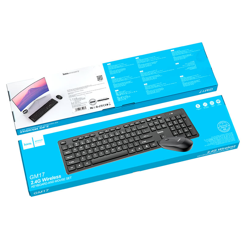 Hoco Gm17 Wireless Business Keyboard And Mouse Set(Arabic Version) Black