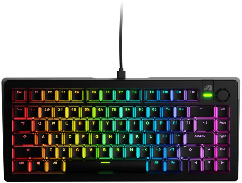 Glorious GMMK 3 75% Prebuilt Wired Mechanical Gaming Keyboard (GLO-KB-GMMK3-75-PB-FOX-W-BLK-AR)-Arabic-Black