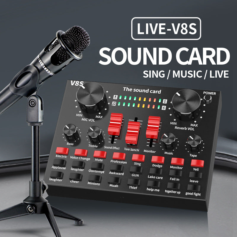 V8S Singing LIve Sound Card With Mic
