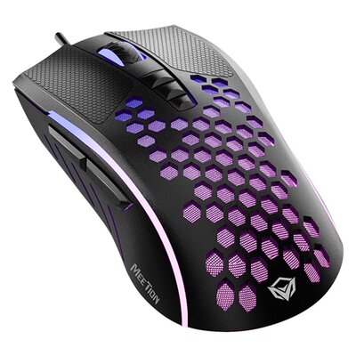 Meetion GM015 Lightweight Honeycomb Gaming Mouse | 6400 CPI | 6000 fps Frame Rate | 125-1000 Hz/ms Polling Rate | 8 Programmable Buttons | Bright Adjustable Backlight | Plug and Play - Black